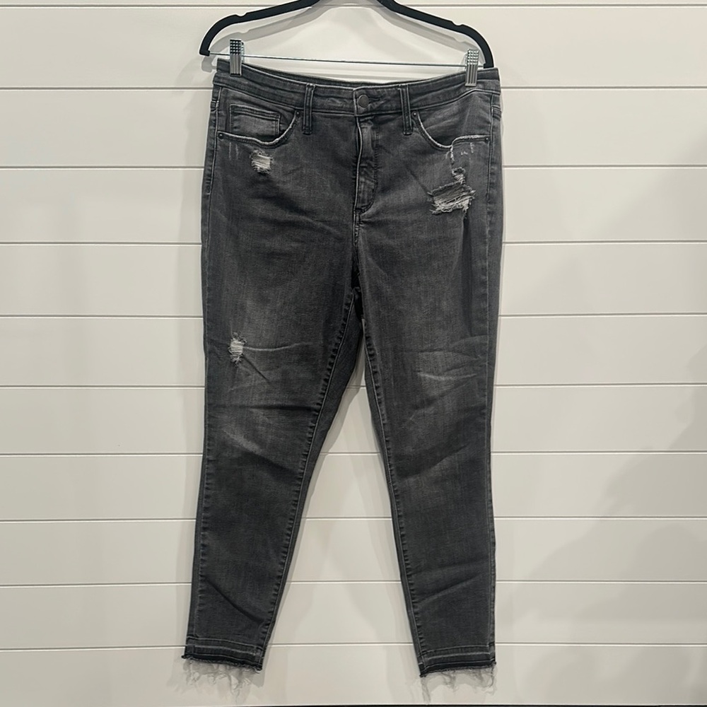 Women's Distressed Gray Jeans